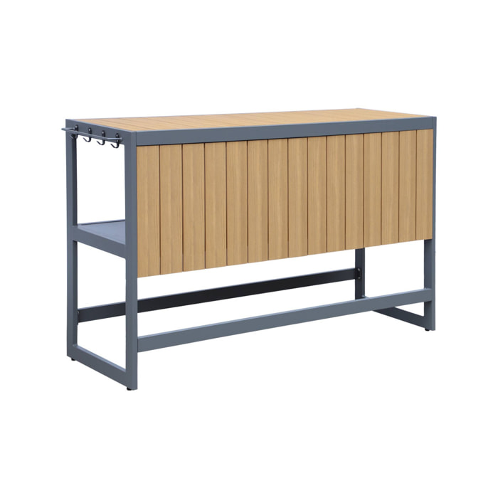 Cuisine extérieure aluminium et polywood ALBI. anthracite. L 151 x P 50 x H 91 cm