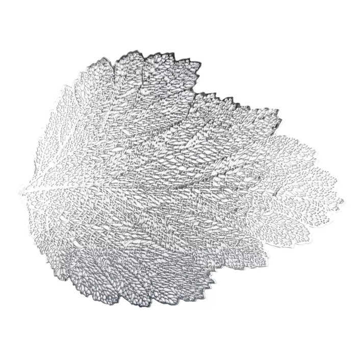 Lot de 6 Dessous d'assiette feuille chêne argent