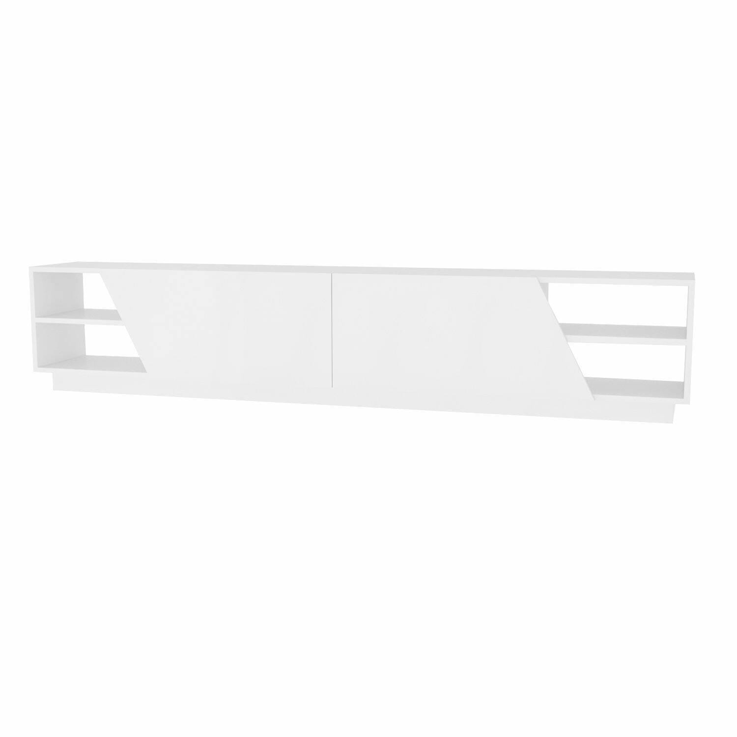 Mobile porta TV Dpazienz, Credenza da soggiorno, Armadio basso per TV, Base parete attrezzata, 240x37h47 cm, Bianco