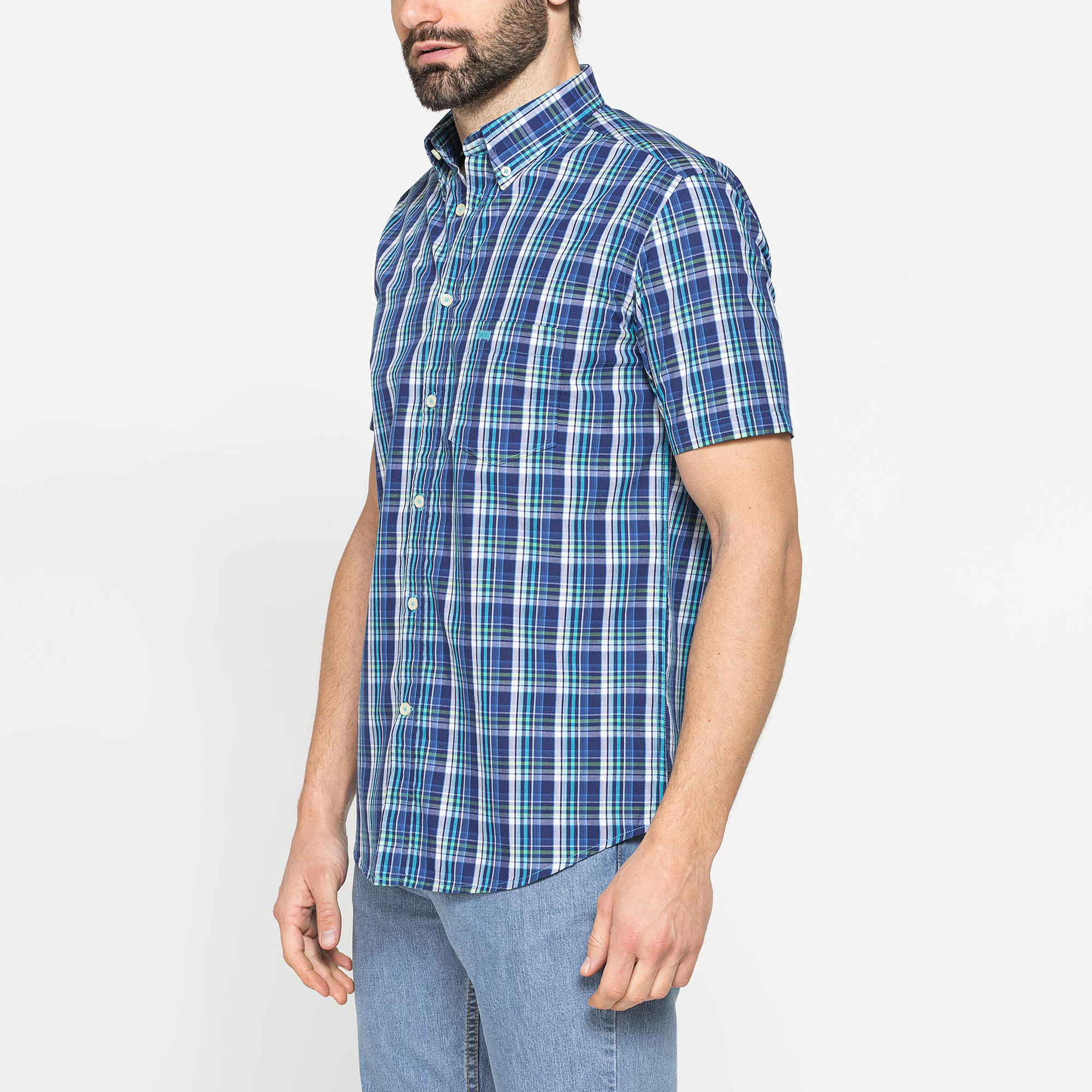 CAMICIA A MANICA CORTA IN COTONE CON FANTASIA