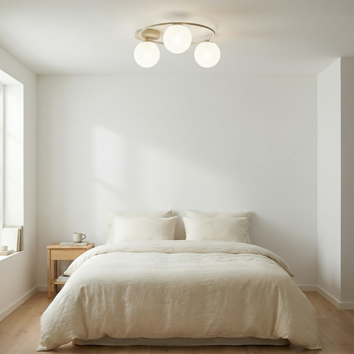 Lampada a sospensione SOPRA con sfere in vetro bianco opale