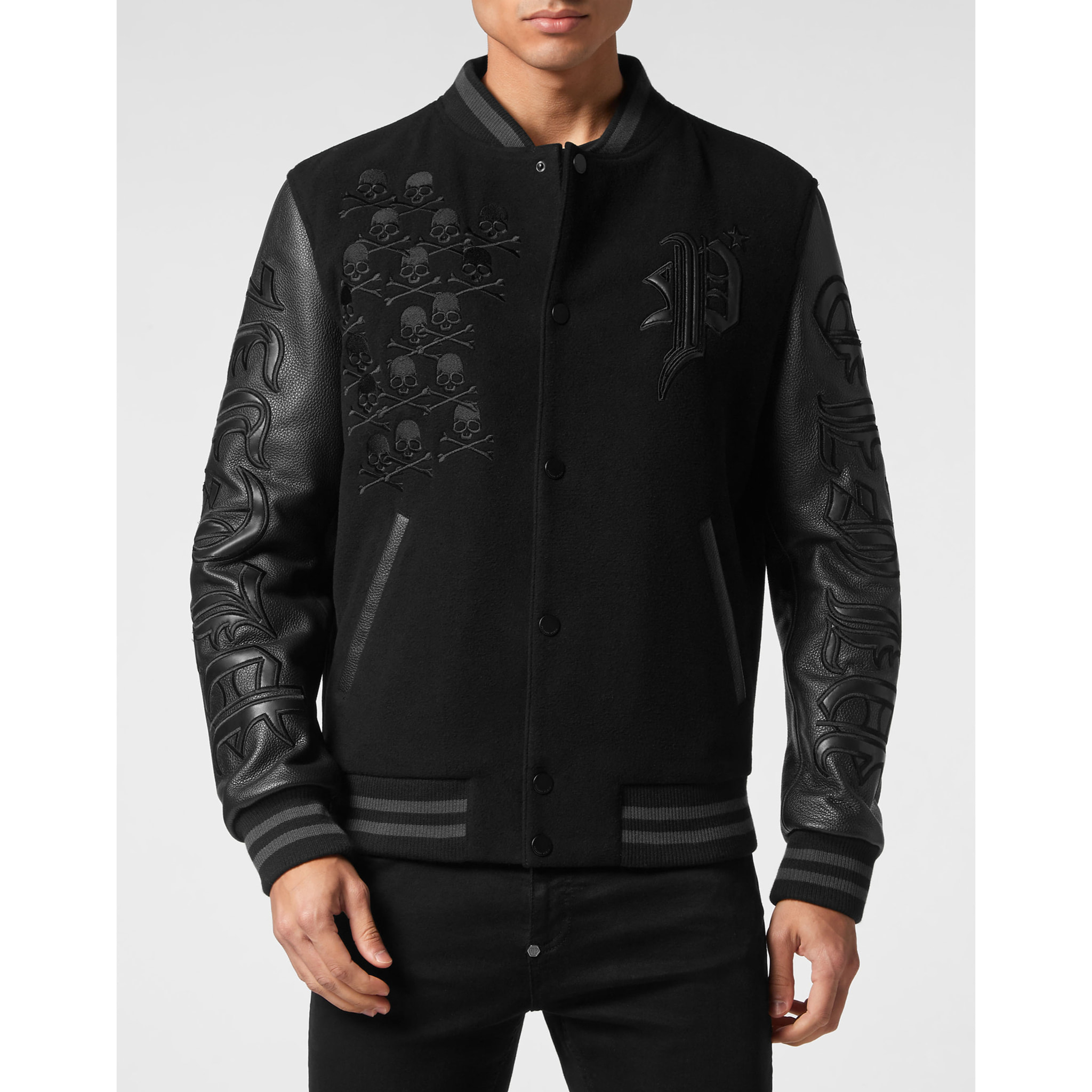 PHILIPP PLEIN Bomber in pelle GOTHIC PLEIN