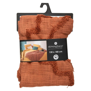 Jeté de lit "Inca" en coton tufté - terracotta 130x180 cm