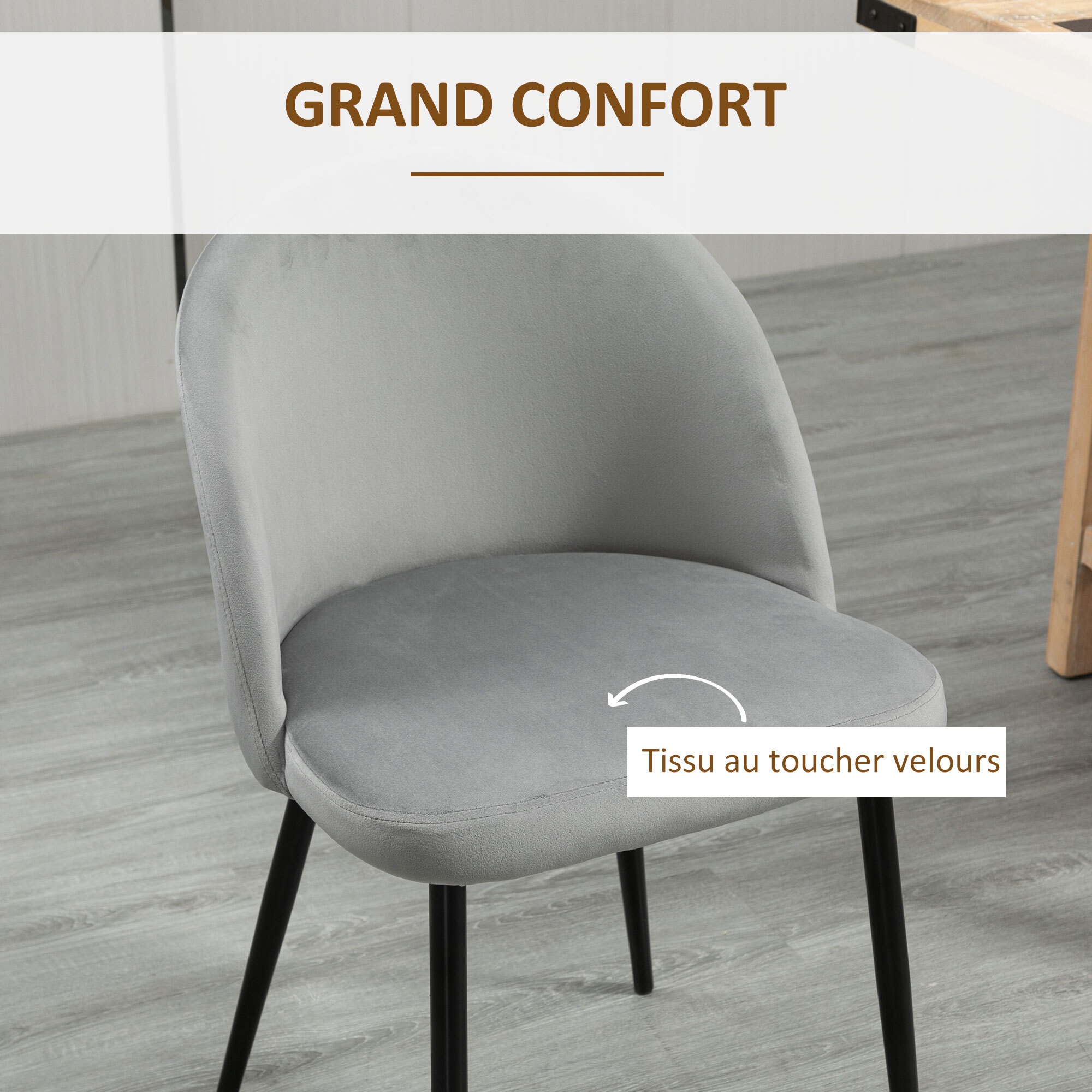 Lot de 4 chaises – Style scandinave – Assise confortable en velours