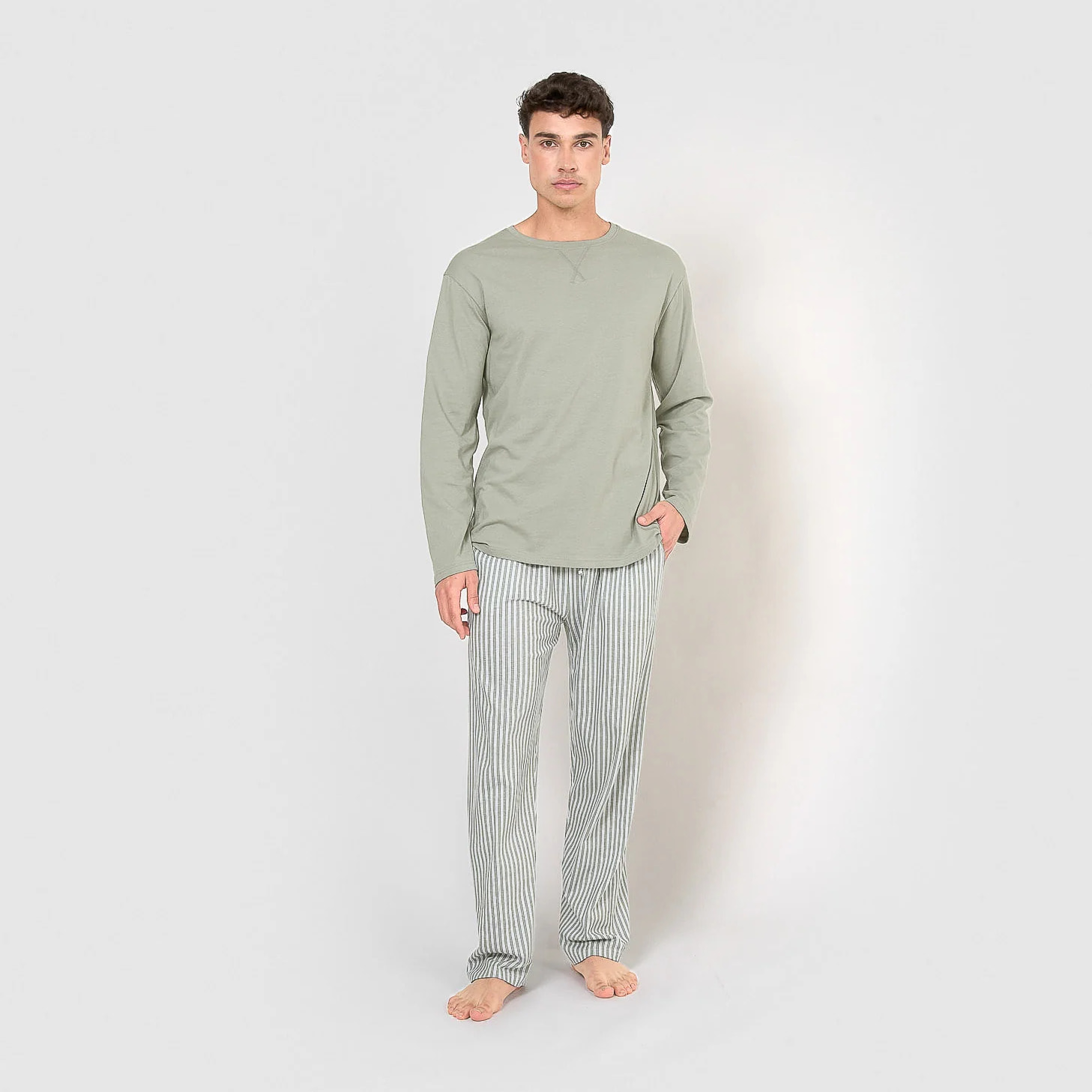 Pigiama lungo di cotone verde