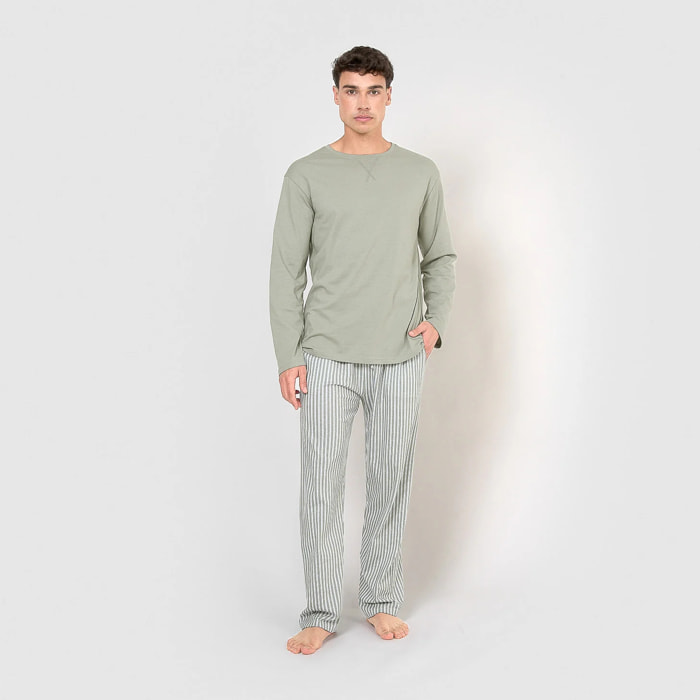Pigiama lungo di cotone verde