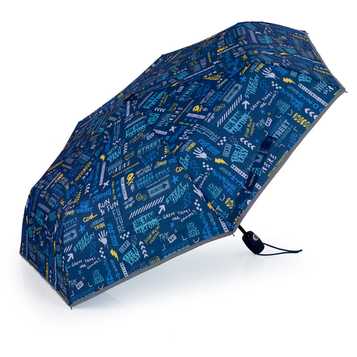 Paraguas plegable Gabol SKULL apertura automática y detalle reflectante