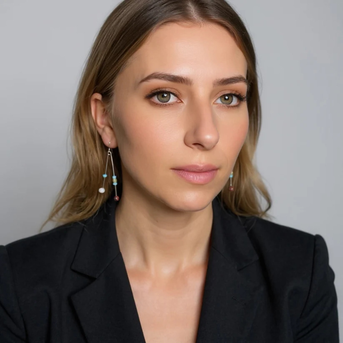 Pendiente Columpio multicolor plata 925 y cristal Plata Única