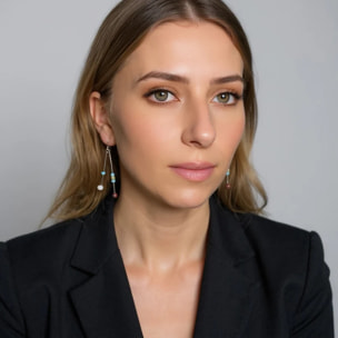 Pendiente Columpio multicolor plata 925 y cristal Plata Única