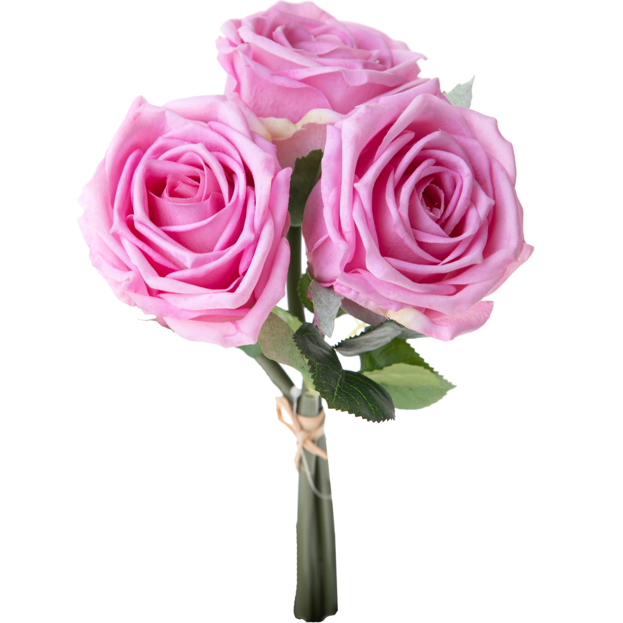 Bouquet Rose Per 3 Fiori 30 Cm Natale Touch - Pezzi 3 - 17X30X17cm - Colore: Rosa - Bianchi Dino - Fiori Artificiali