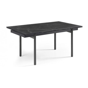 Table extensible en céramique marbré noir L160/240cm - 9 piètements - UNIK