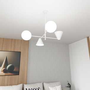 Lampada a sospensione HERMES in acciaio bianco opaco