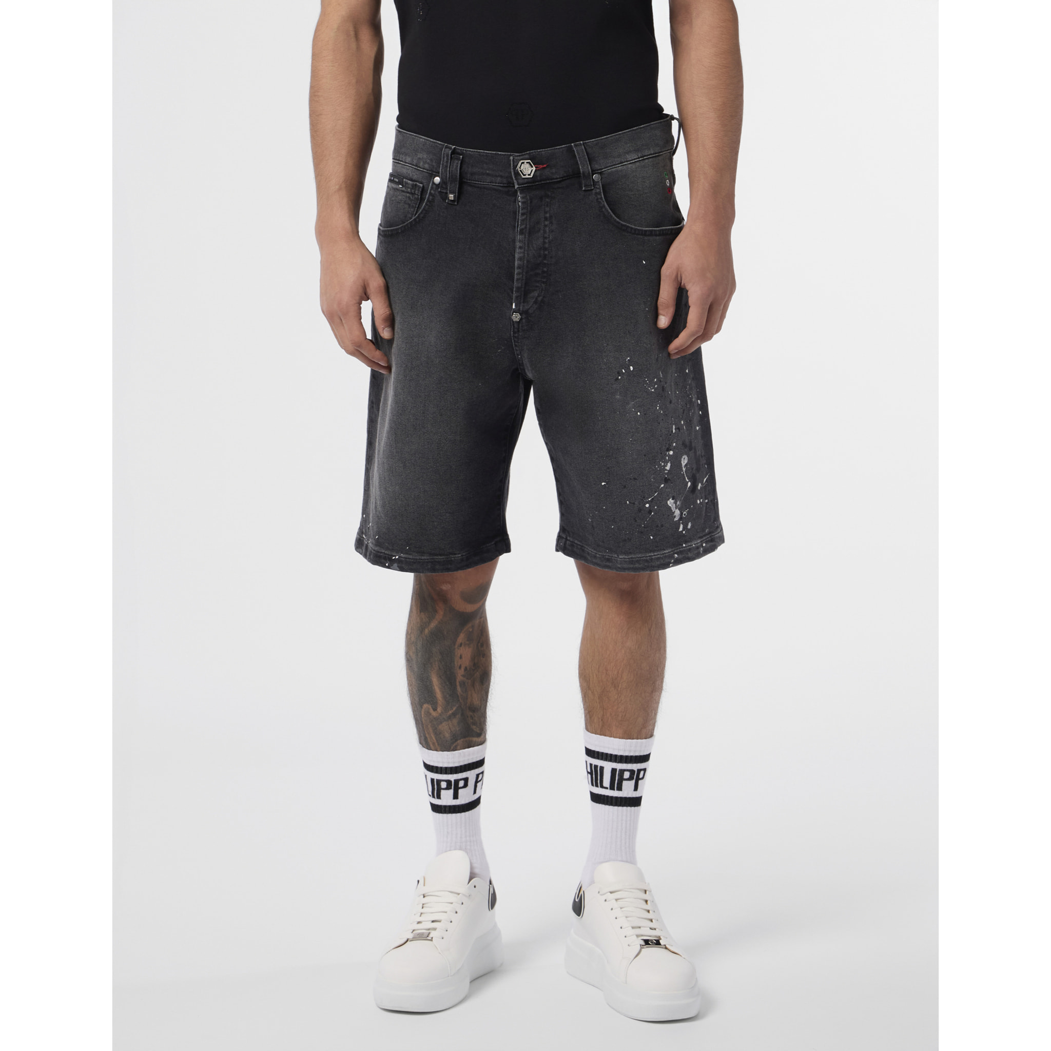 PHILIPP PLEIN Denim Shorts Paint