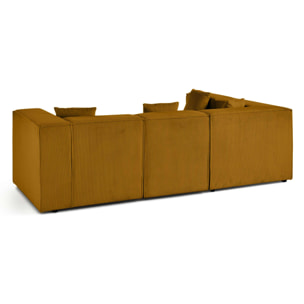 Arty - canapé modulable d'angle gauche 4 places - en velours côtelé - Jaune