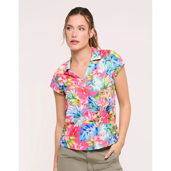 Camisa Manga Corta Rosa - Nery