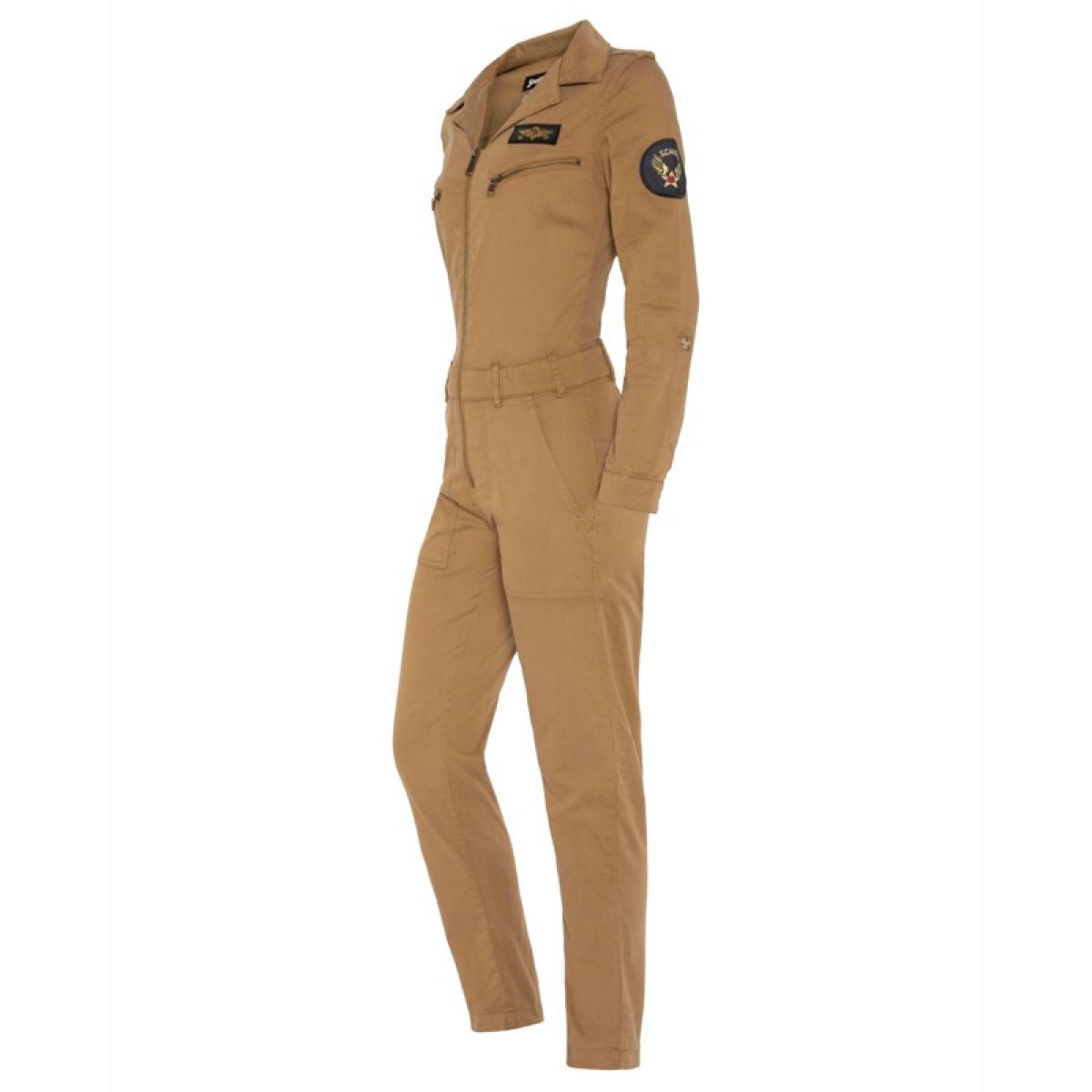 TRJUMP21W LIGHT PILOT JUMPSUIT WITH MILITARY BADGES IN TENCEL 63% COTTON 18% TENCEL 15% POLYESTER 4% ELASTANE Beige