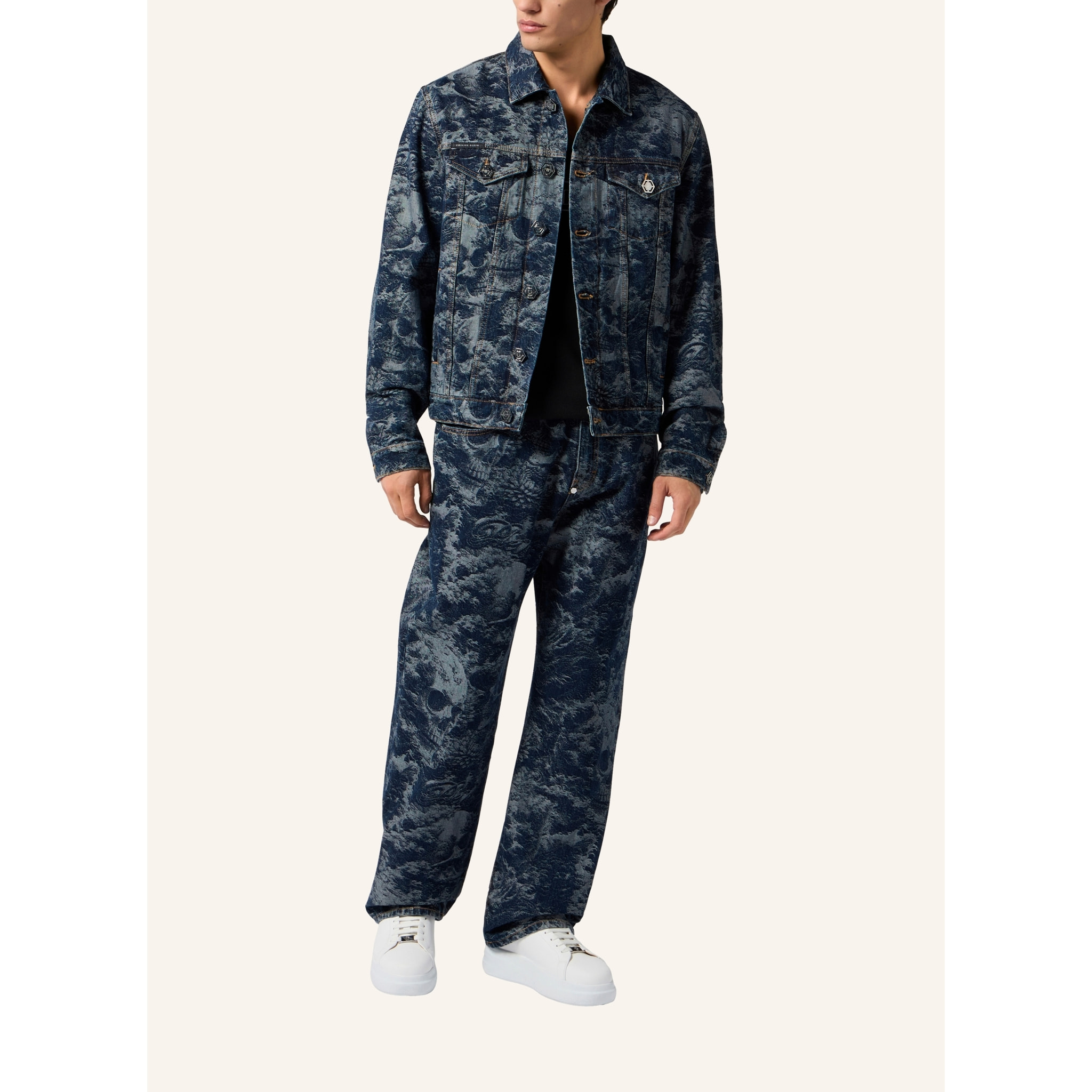 PHILIPP PLEIN Trucker Jacket  All-Over Skull Skull