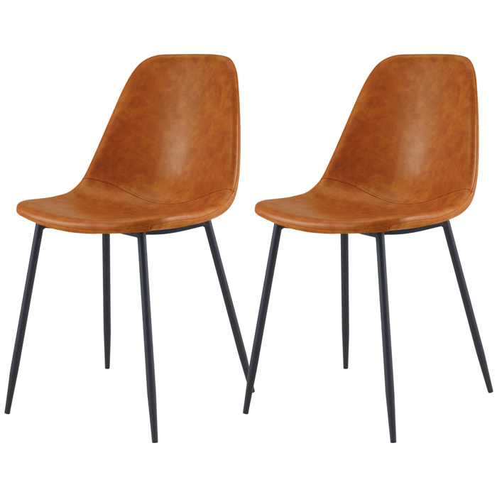 Lot de 2 chaises en cuir synthétique camel - Henrik