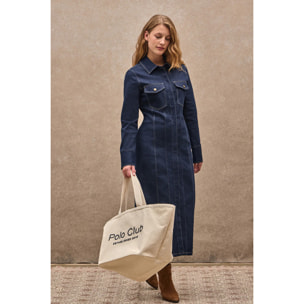 Vestito jeans blu slim fit lungo con dettagli Polo Club