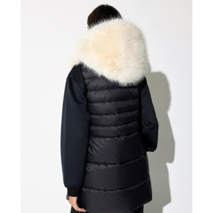 Gilet bicolore in nylon/pelliccia