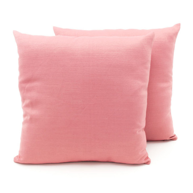 Coppia Cuscini Arredo In Tessuto Ottoman Tinta Unita Rosa Antico 41