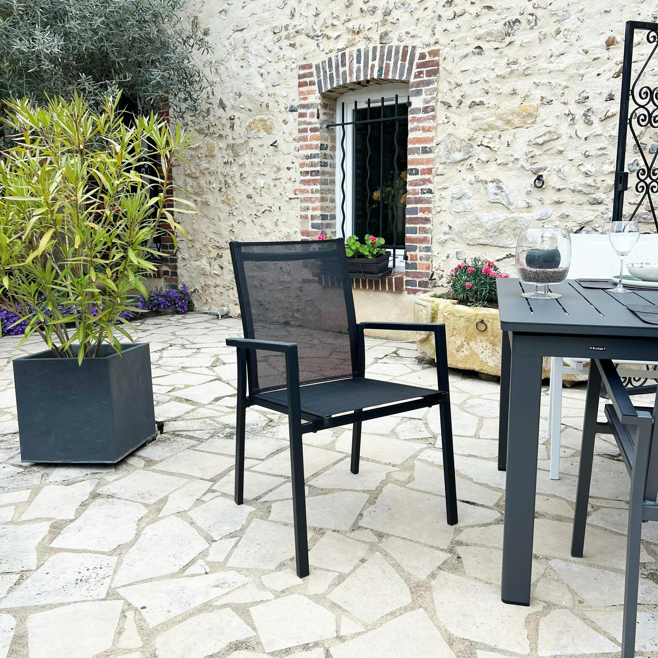 Fauteuil de jardin noir en aluminium (lot de 2) OSLO