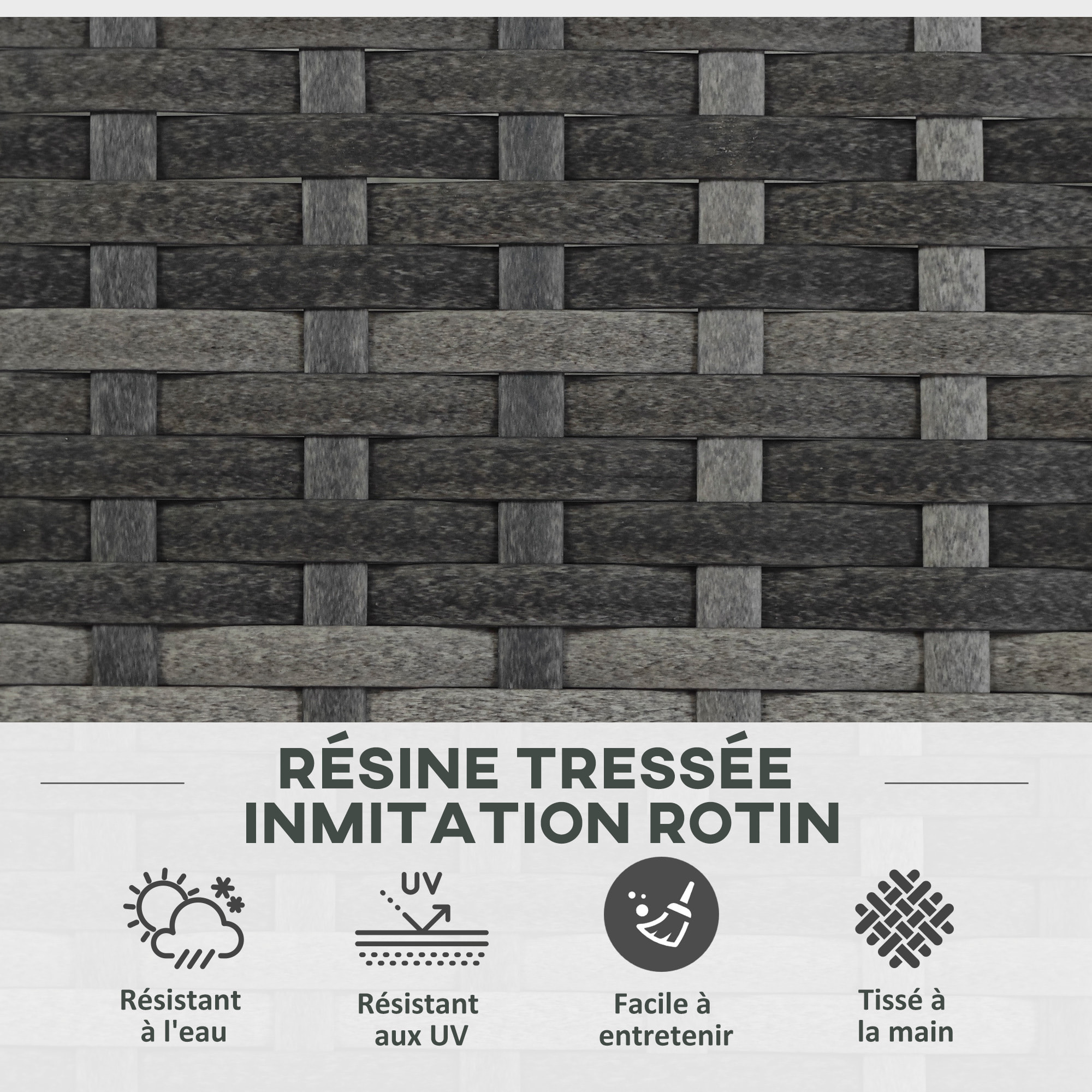 Jardinière avec treillis dim. 84L x 30l x 107H cm 3 bacs inserts d'irrigation inclus PE imitation rotin tressé gris