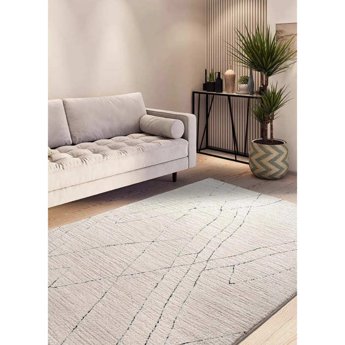 TURIN Alfombra bereber con relieve en blanco y negro, varias medidas disponibles