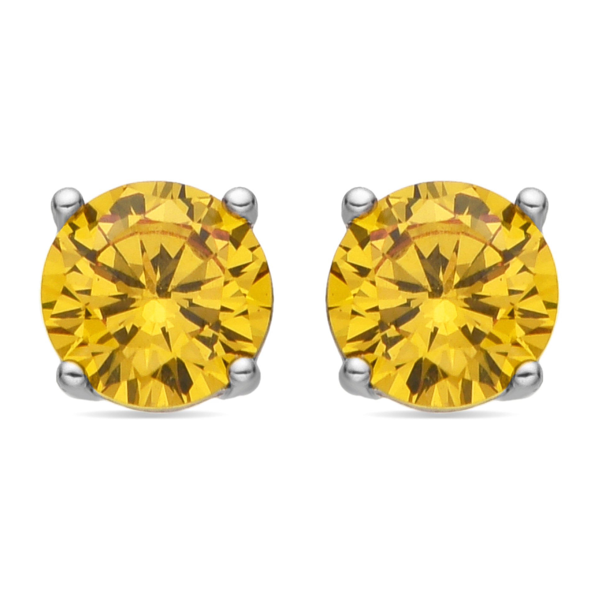 Pendientes con Circonita Champagne acabado plata