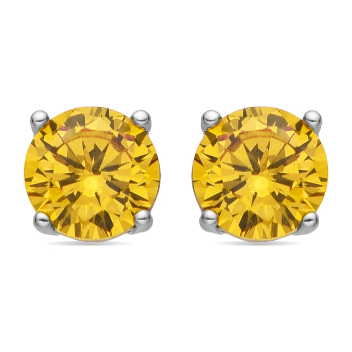 Pendientes con Circonita Champagne acabado plata