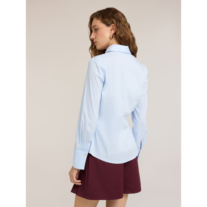 Motivi - Camicia in popeline con bottoni nascosti - Azzurro