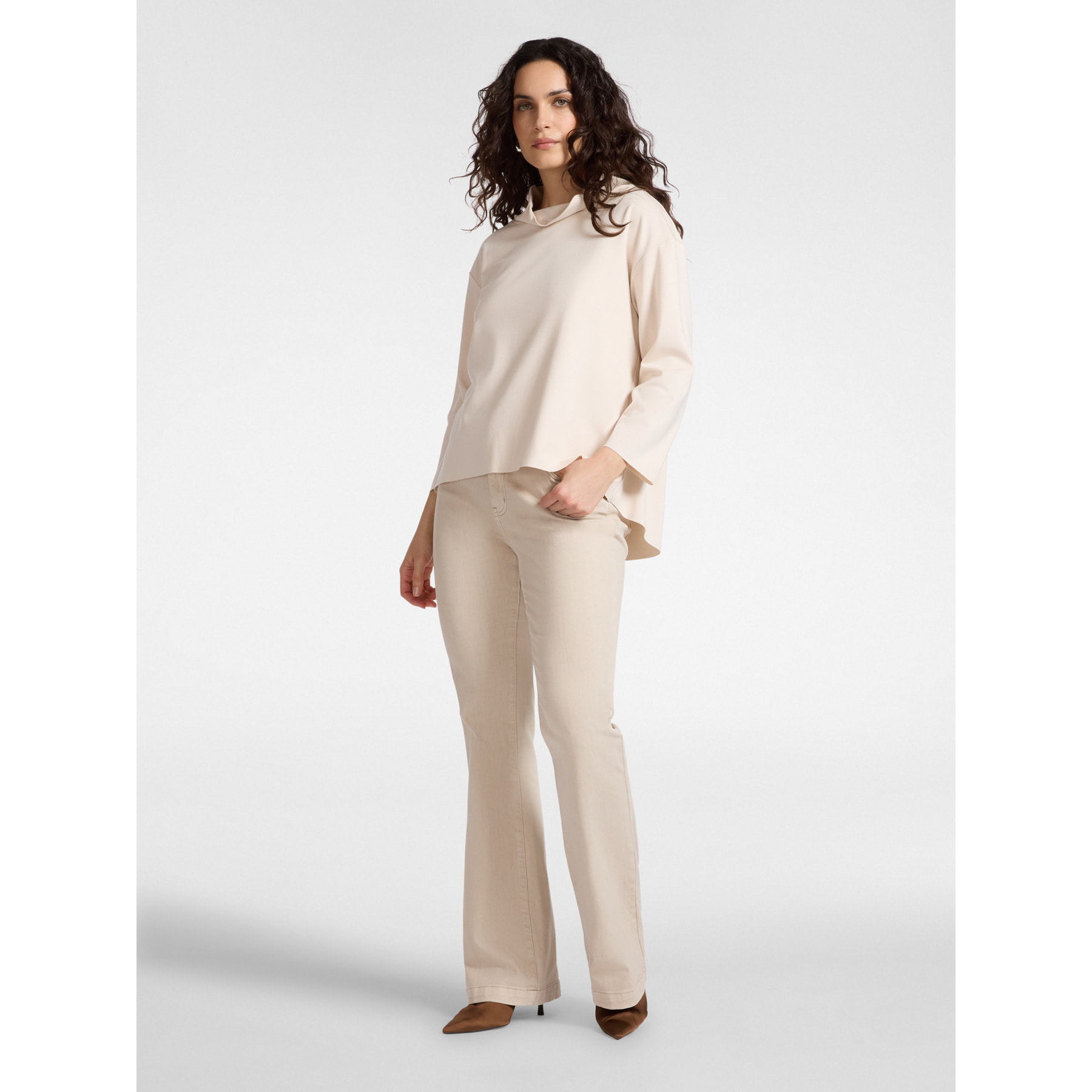 Elena Mirò - Camiseta con cuello suave - Beige