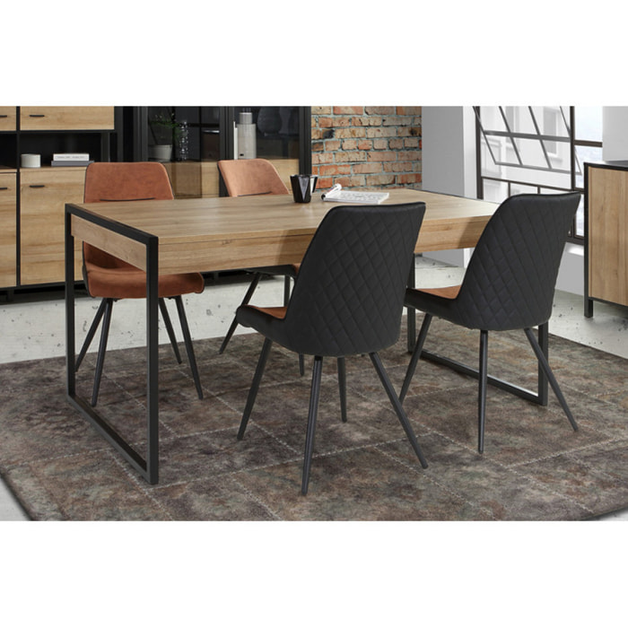 Table de repas avec tiroirs en bois effet chêne - MIAMI