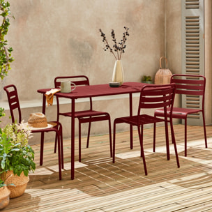Table de jardin métal + 4 assises AMÉLIA