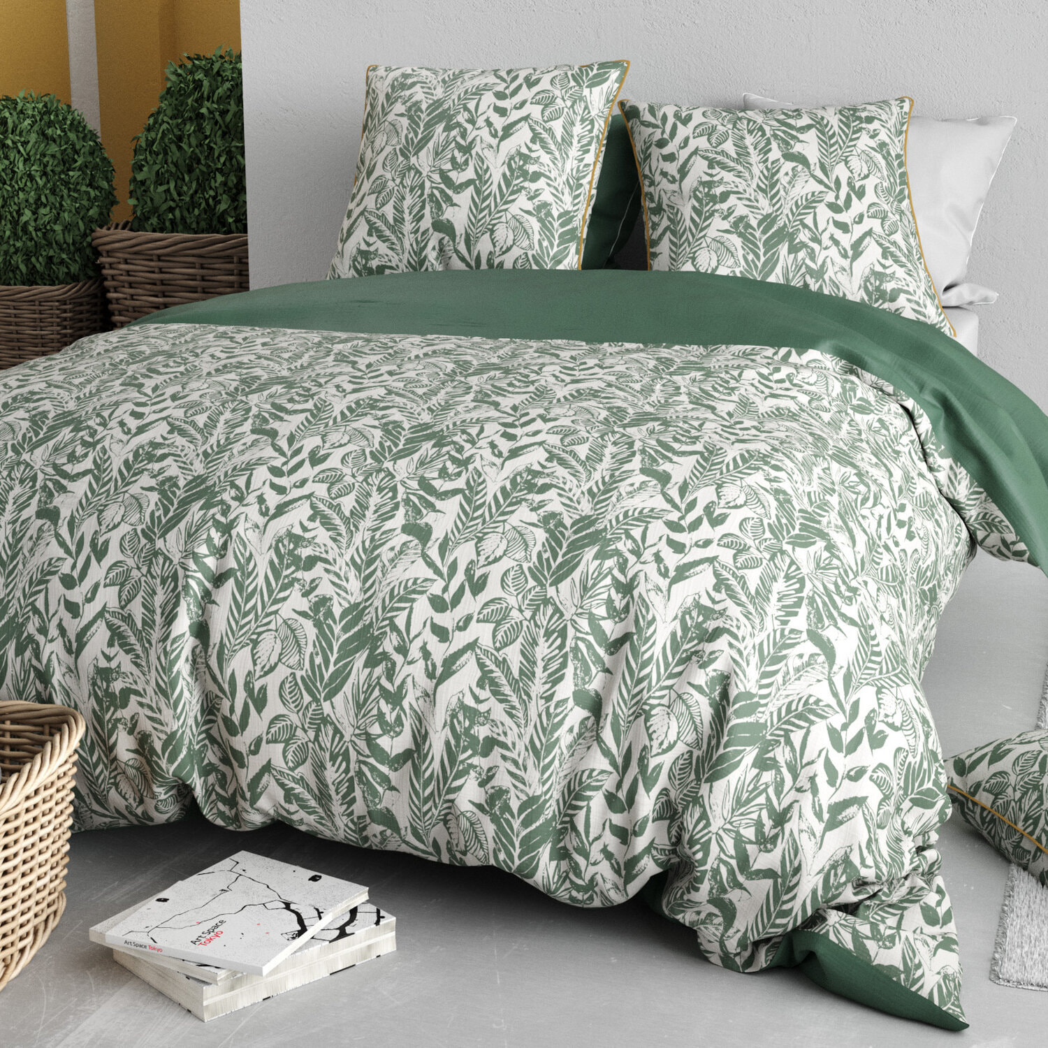 Parure housse de couette imprimé 100% coton - mangrove