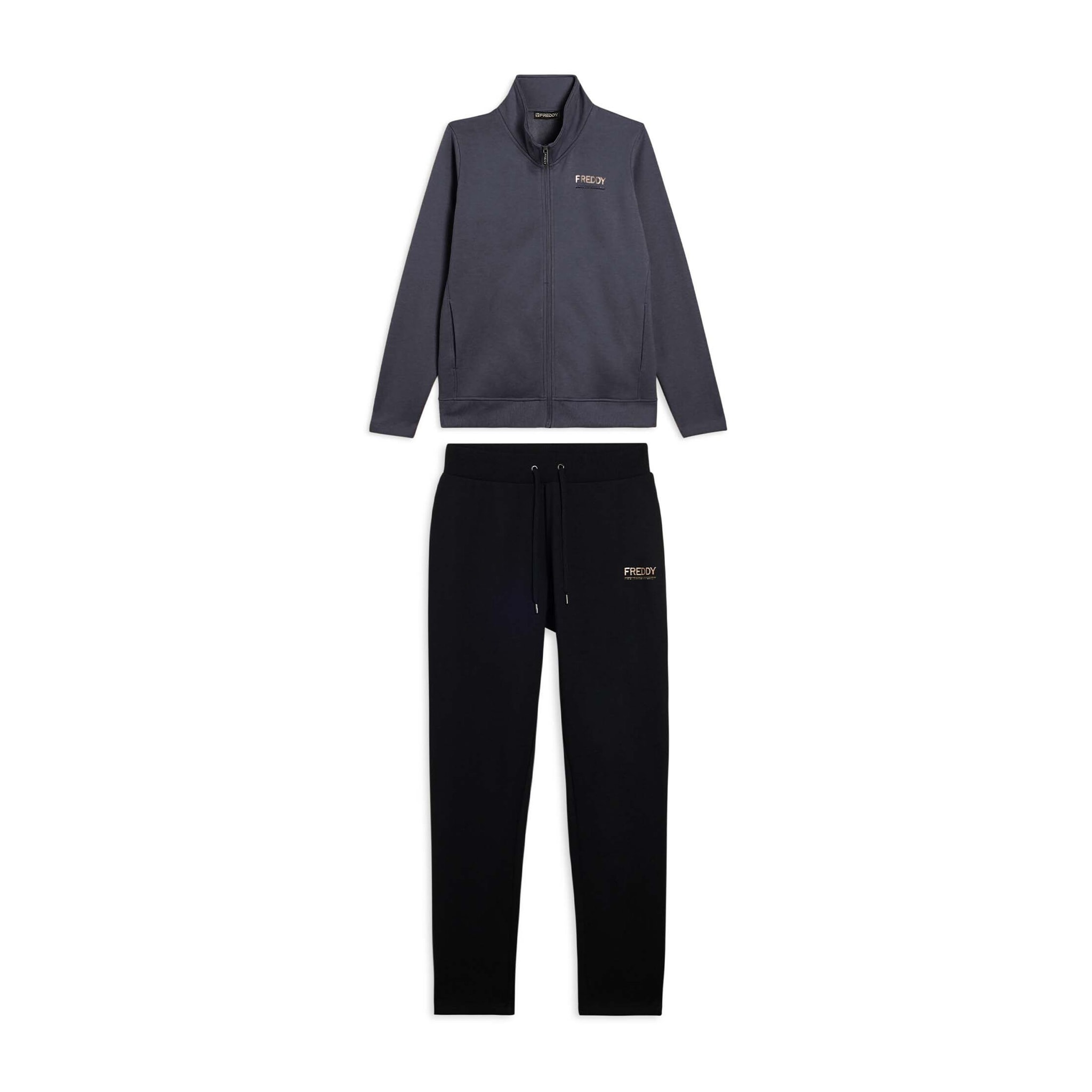 Tuta regular fit con collo alto e dettagli in strass