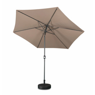 Parasol droit rond Ø300cm - Touquet Taupe - mât central en aluminium orientable et manivelle d'ouverture