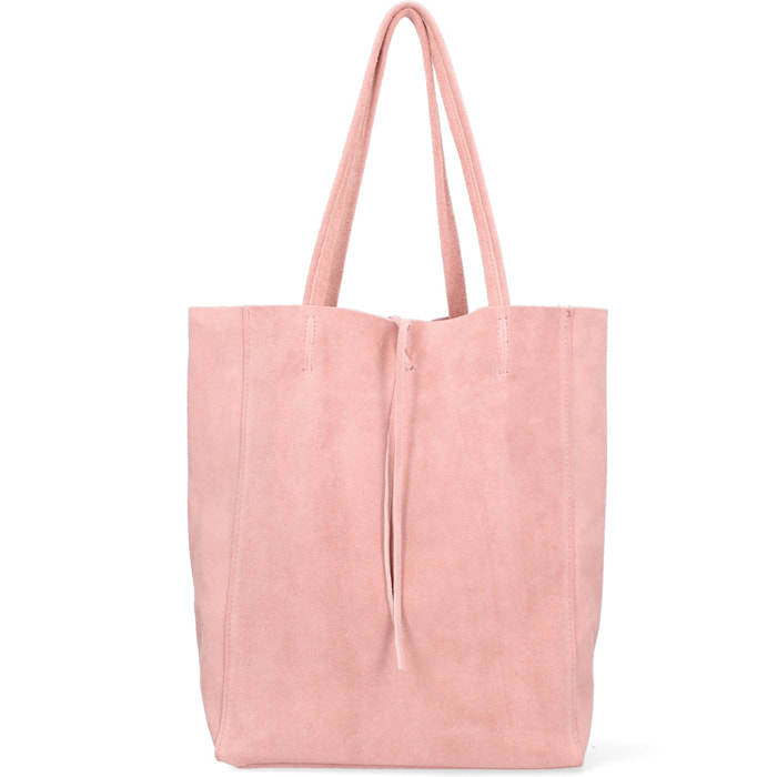 Borsa a mano da donna Made in Italy - Modello Lumena Prime - 100% pelle scamosciata - 28.0 x 35.5 x 12.5 cm
