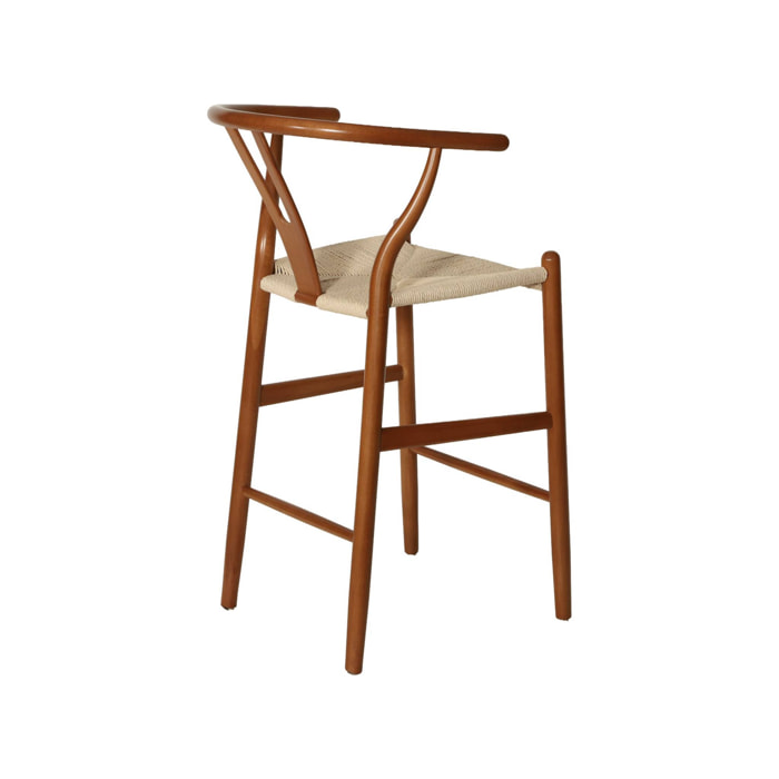 Tabouret de bar vintage bois de hêtre et cordes (lot de 2) CECILE