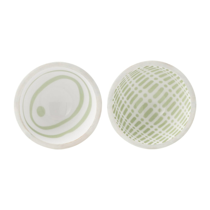 J-Line bol - bois - vert/blanc - small - 2 pcs