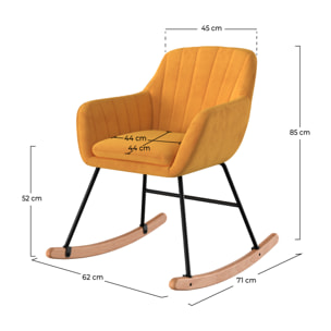 Rocking-chair en velours jaune - Isola
