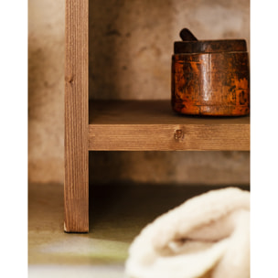 Étagère à chaussures en bois massif ton chêne foncé 80x60cm Hauteur: 80 Longueur: 60 Largeur: 35