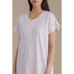 Camicia da notte donna in cotone con manica corta articolo vichy Noidinotte