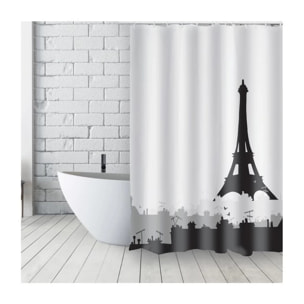 Rideau de douche Français Polyester 180x200cm TOITS PARISIENS Noir & Blanc MSV