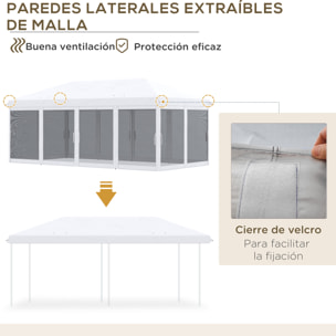 Carpa Plegable Pop-Up Gazebo 6x3 m Cenador Plegable con 6 Paredes Laterales de Malla Anti-UV y Bolsa de Transporte para Camping Fiestas Crema