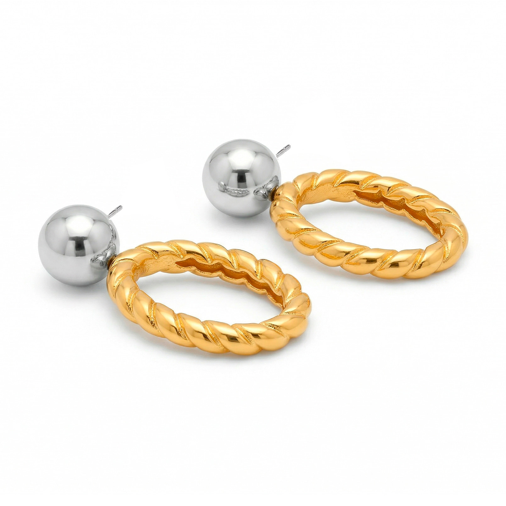 Pendientes Hiami acabado oro 18k y plata