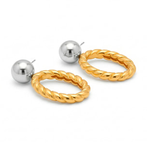 Pendientes Hiami acabado oro 18k y plata
