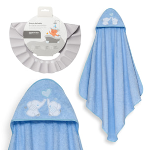 Capa Baño 1X1 Mod Parejita Elefante+Gorro Azul