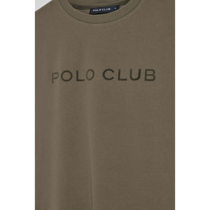 Camiseta Apolo garment dyed verde militar con logo Polo Club aterciopelado