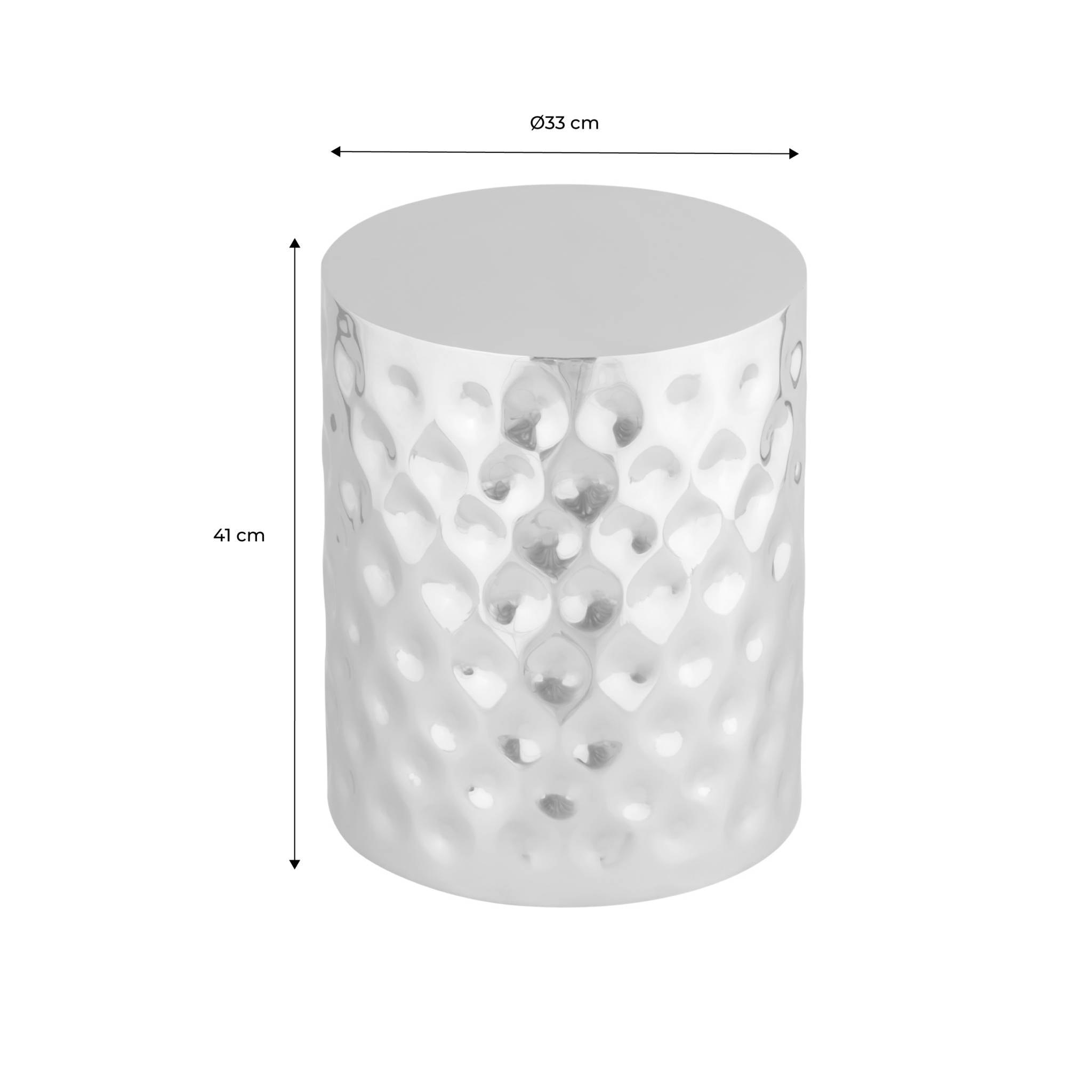 Table d'appoint. bout de canapé. table de chevet acier émaillé chromé Ø33 x H 41cm - Mira